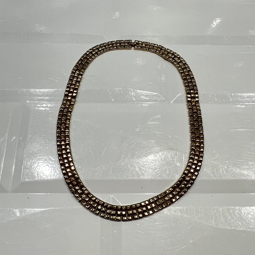 CROWN‎ TRIFARI PATENT PEND Panel Link Collar Necklace Alfred Philippe Gold 1948